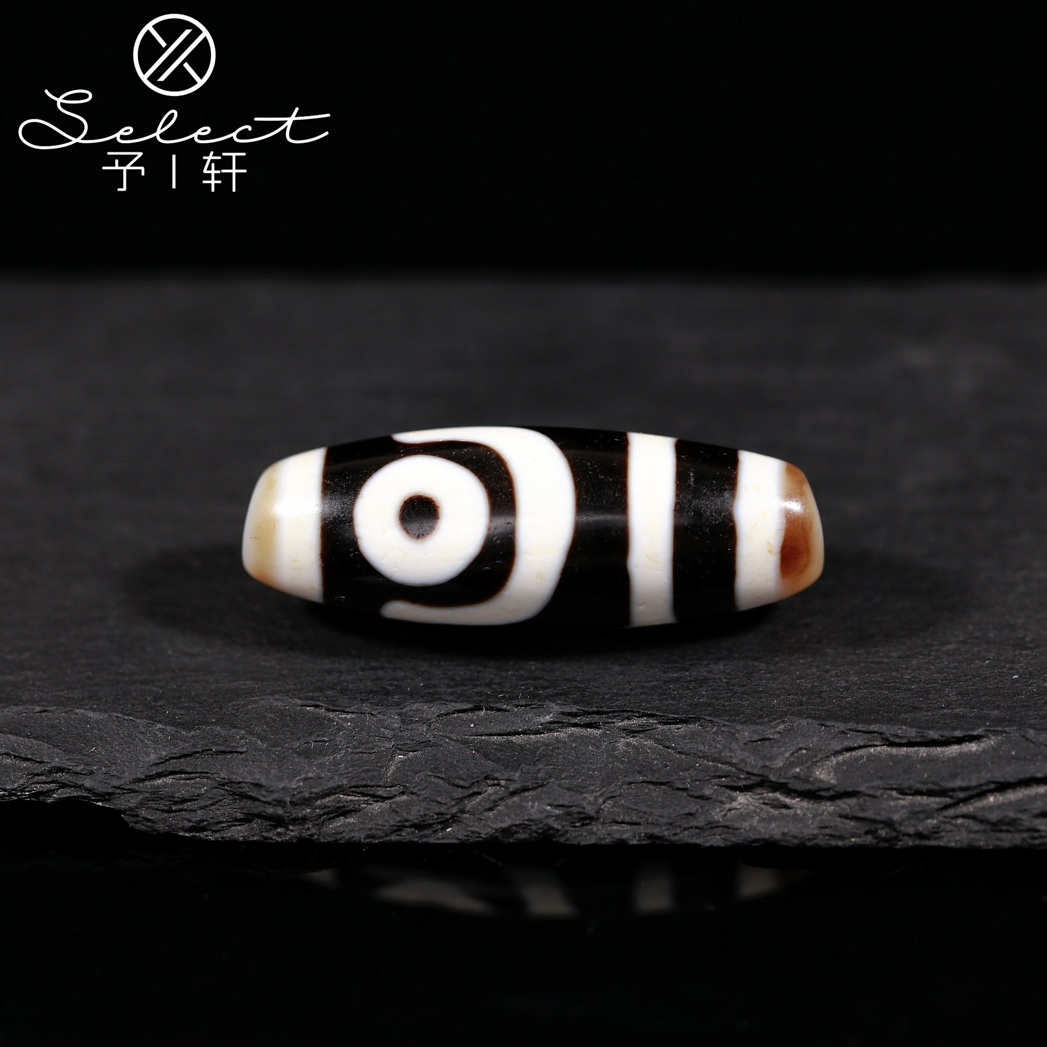 予轩出品；行运任晓攀臻品爆红砂手工如意二眼40.2*14.3mm天珠吊坠