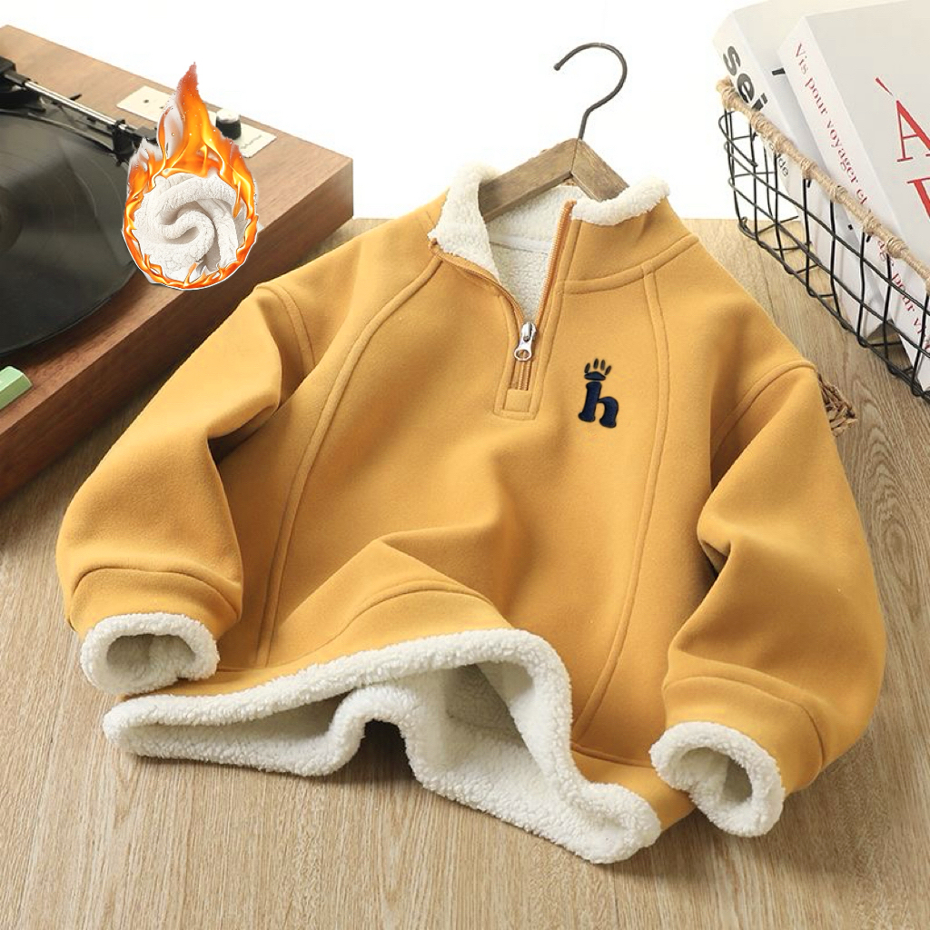 【特厚款羊羔绒】秋冬新款中大童立领加绒加厚卫衣休闲时尚男女