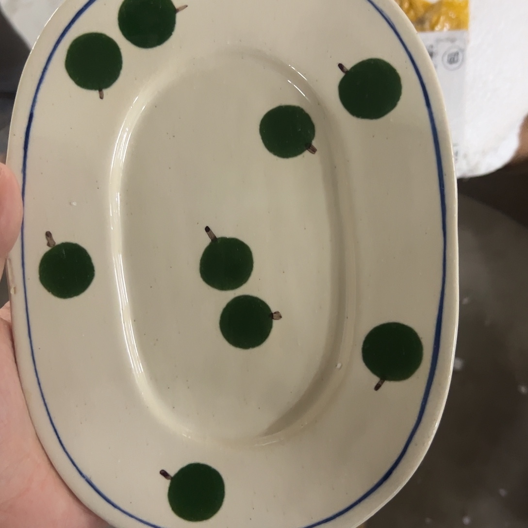 搪瓷微瑕青梅椭圆盘一个