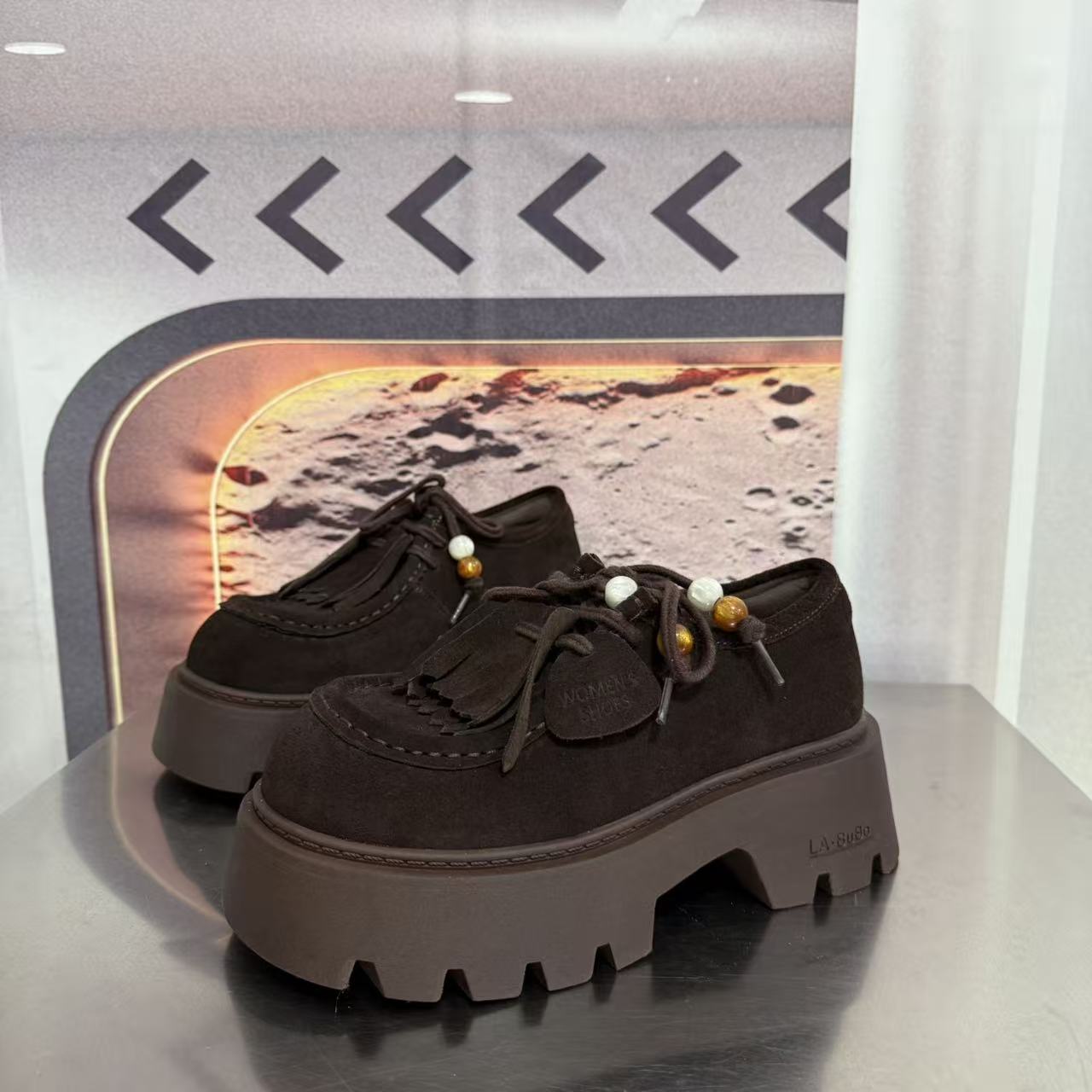 1966-1秋款新款2025圆头系带韩版简约休闲板鞋潮流百搭ins