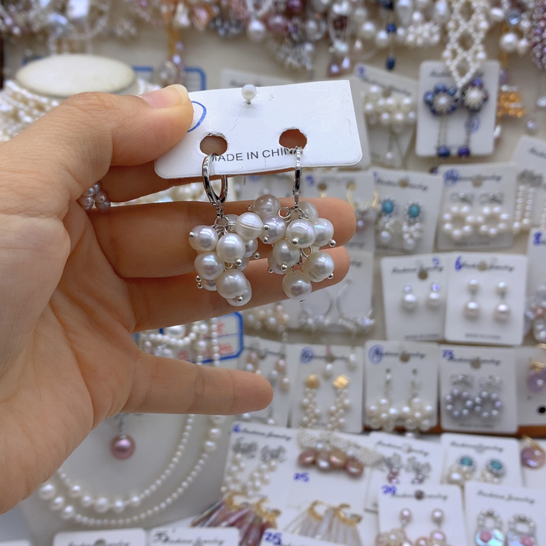 银S925镶嵌淡水珍珠项链耳饰