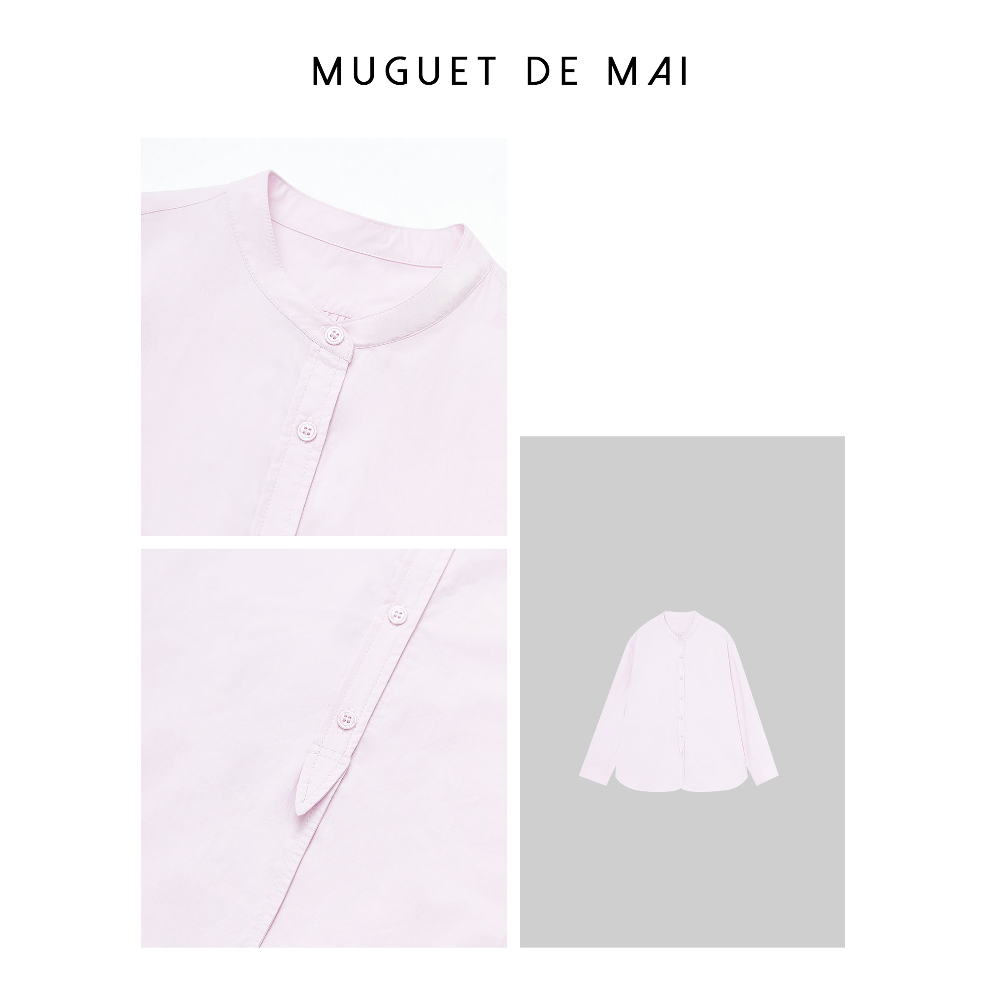 【MGDM】酵洗纯棉圆领设计感门襟宽松百搭衬衣女2025春DDJ24235