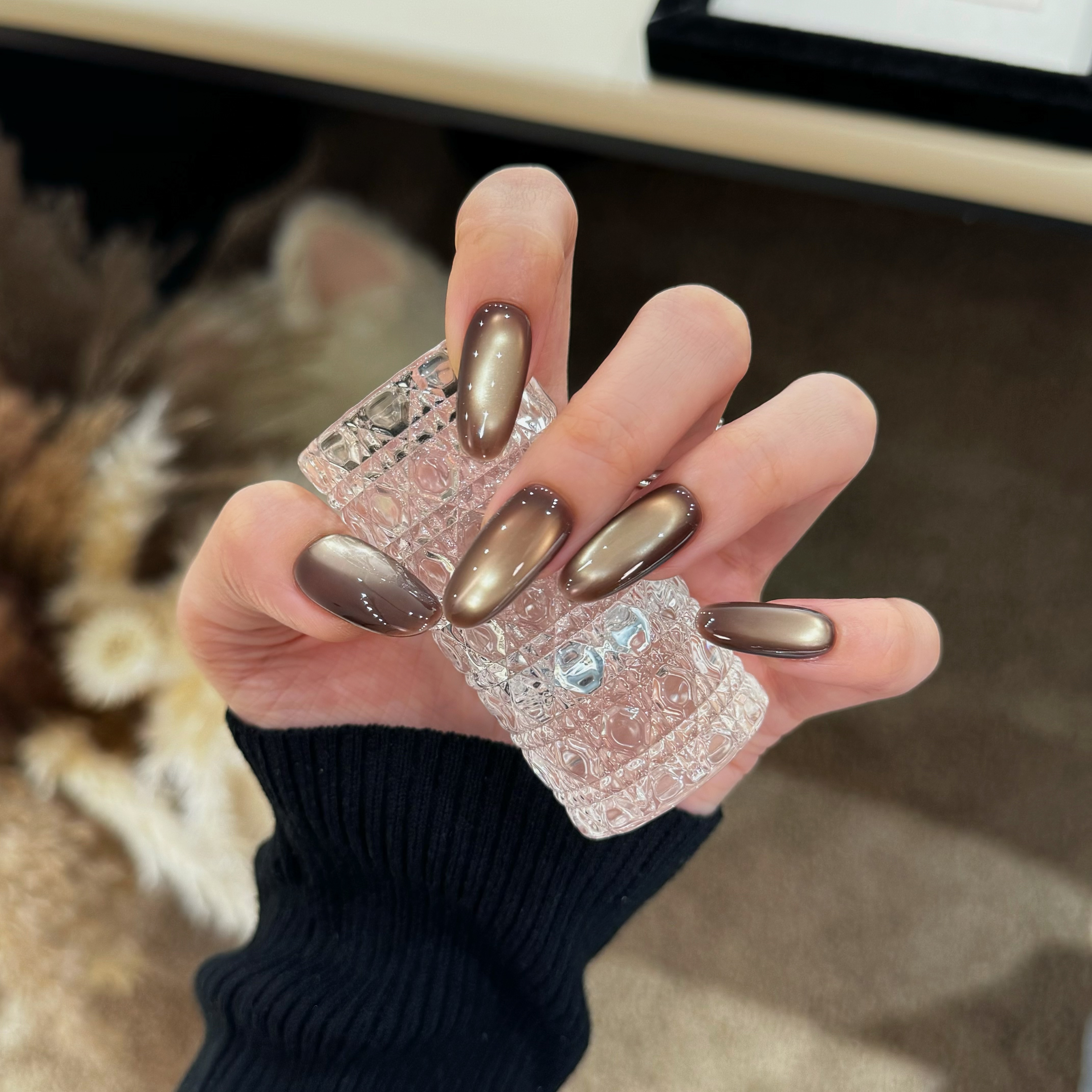 『热可可』“送果冻胶，无胶水”纯手工穿戴甲高端定制款特调猫眼