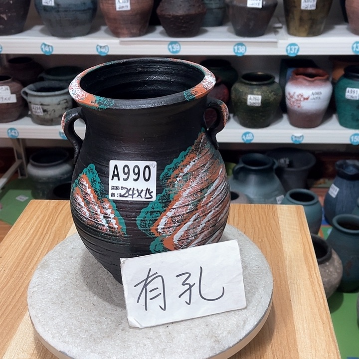 红陶手工制作工艺花盆