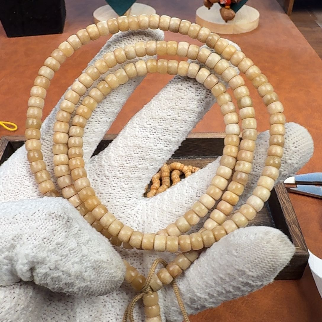 手串菩提根/象牙果龙脊菩提药片冰透飘花长串