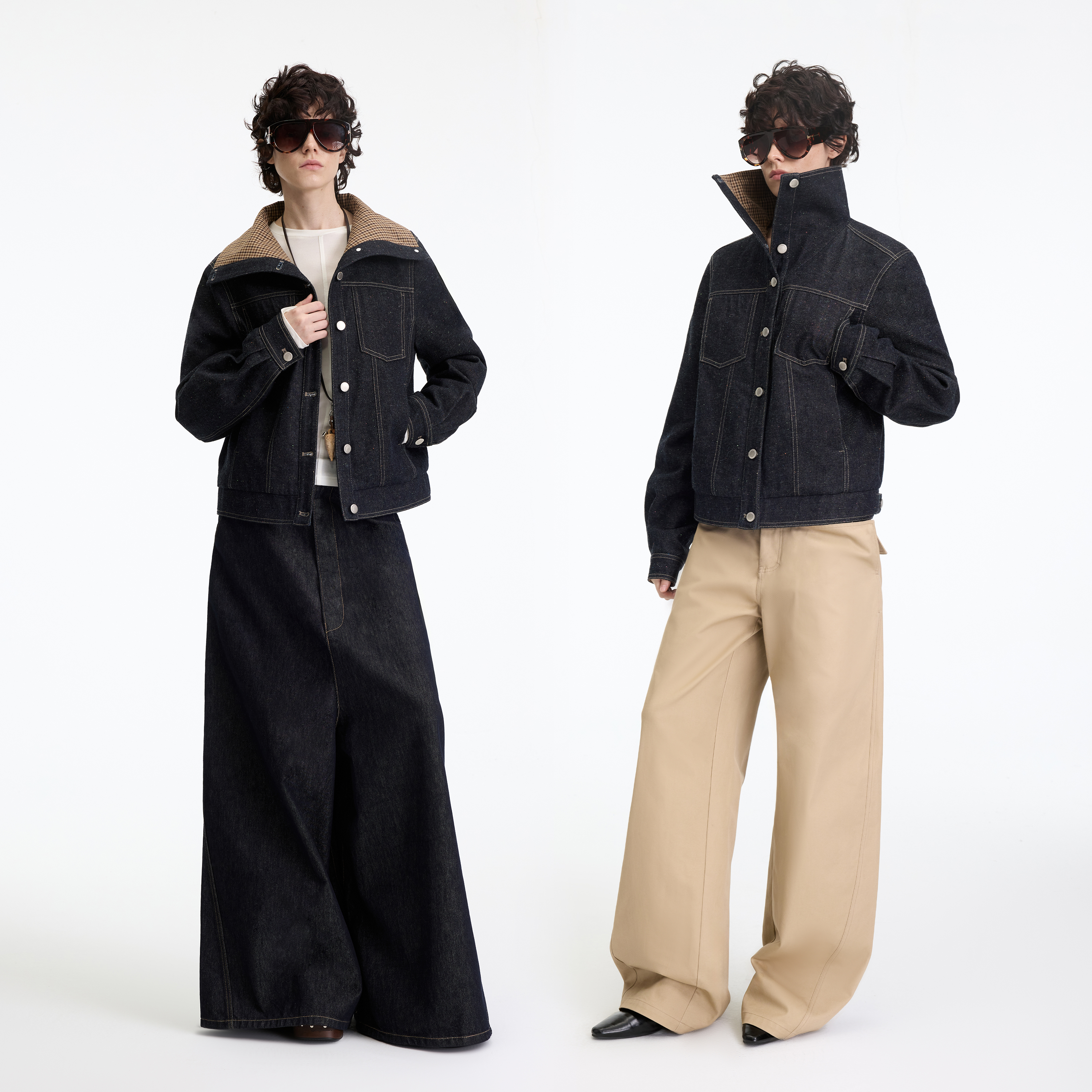 出逃赤岗西  复古做旧翻领彩点牛仔外套女冬季夹克棉服