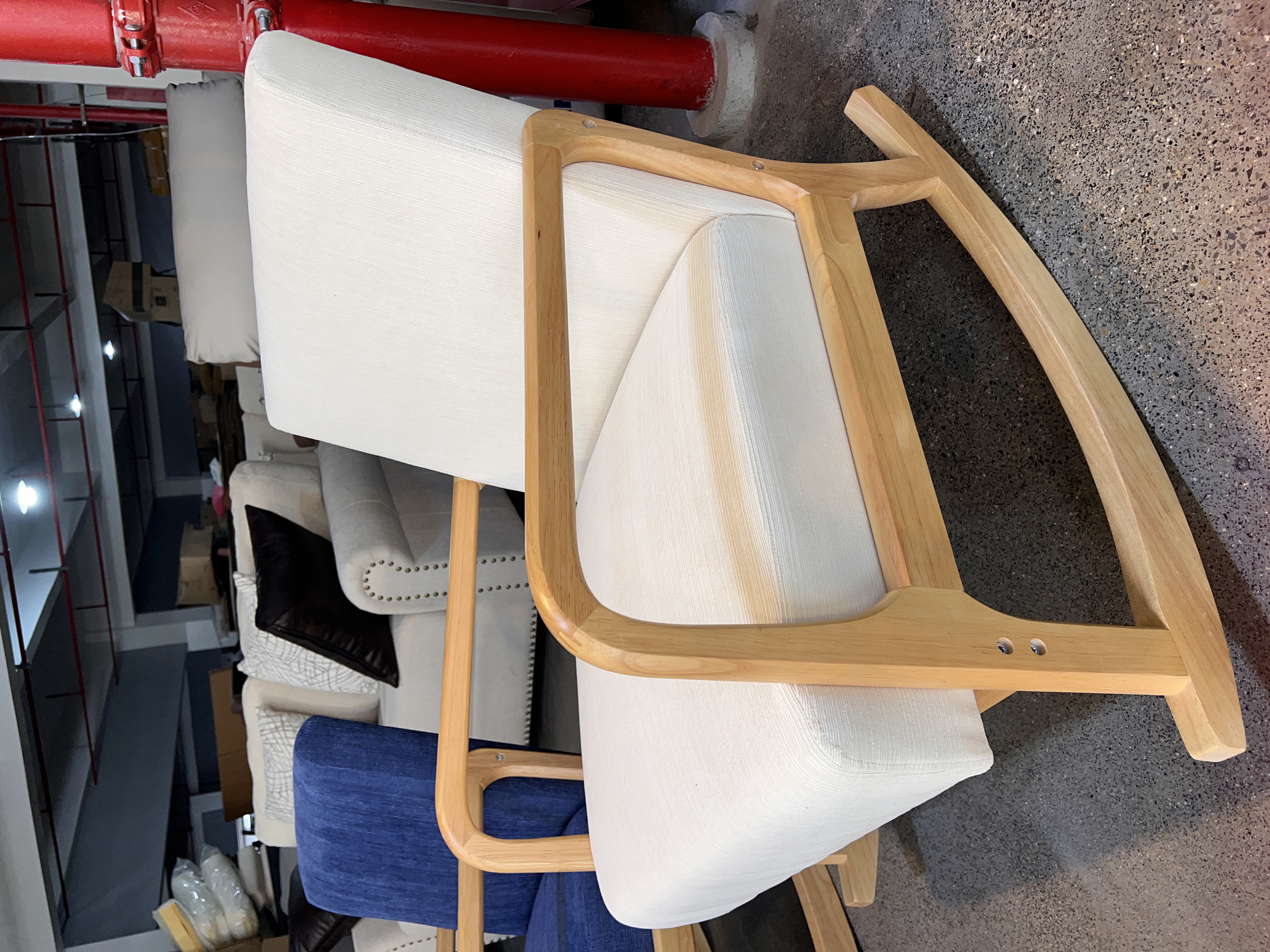 实木框架摇椅原木雪尼尔面料