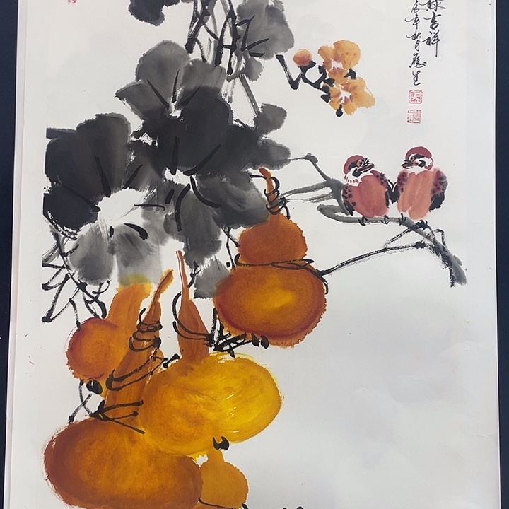 国画四尺三开作品