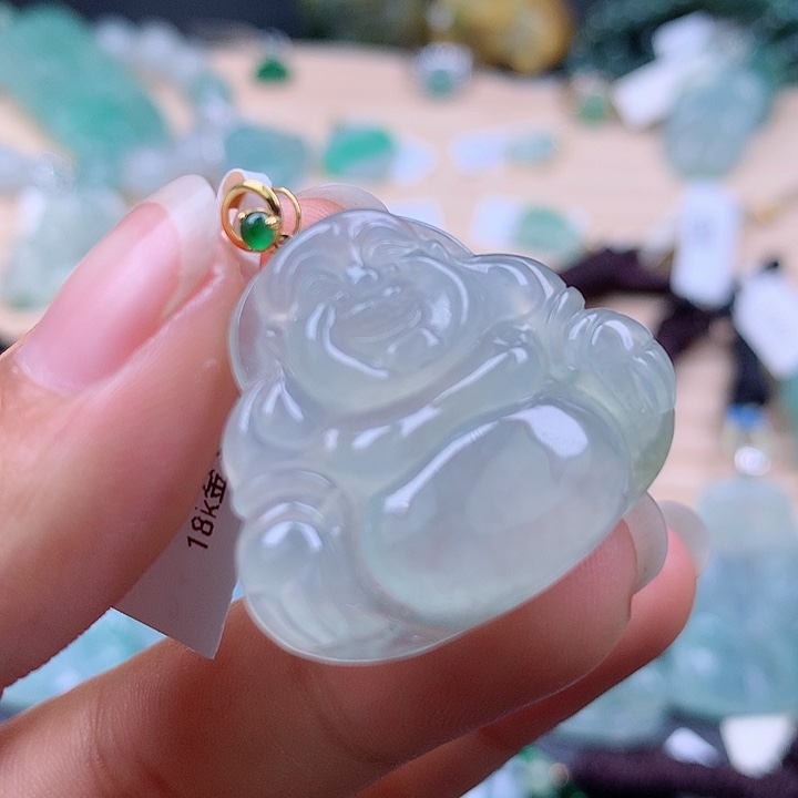 【闪购商品】翡翠颈饰18K金镶嵌翡翠吊坠