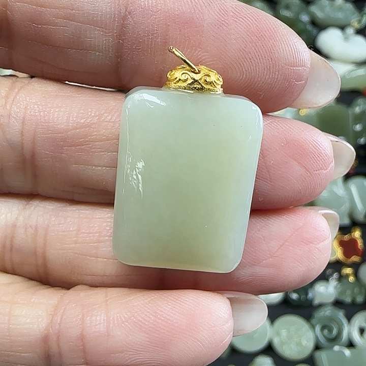和田玉吊坠(不含链)银S925镶嵌