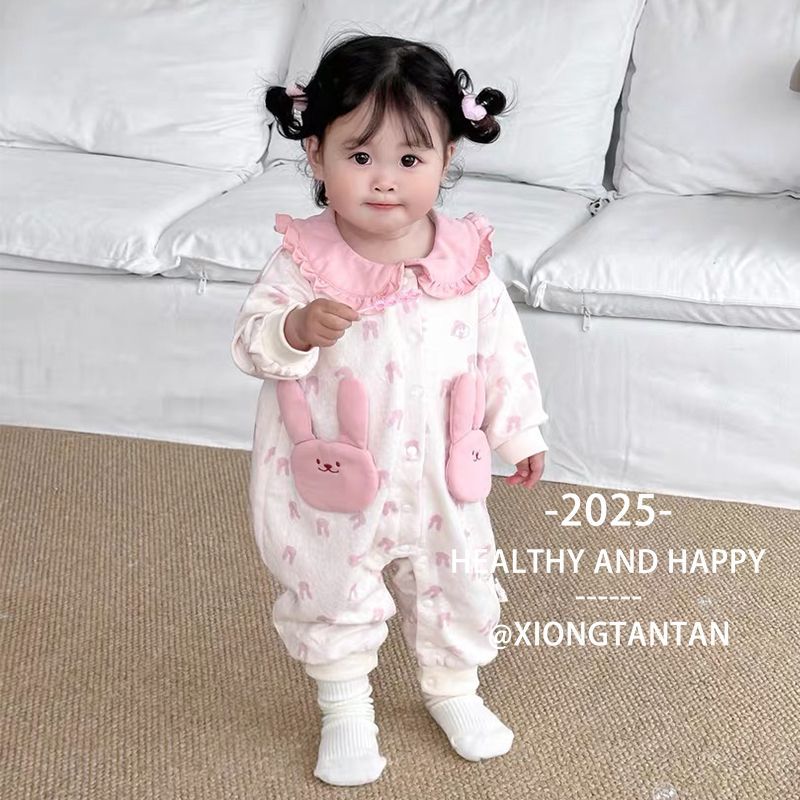 婴儿衣服春秋装连体超萌洋气满月百天女宝宝秋季小月龄外出婴幼儿