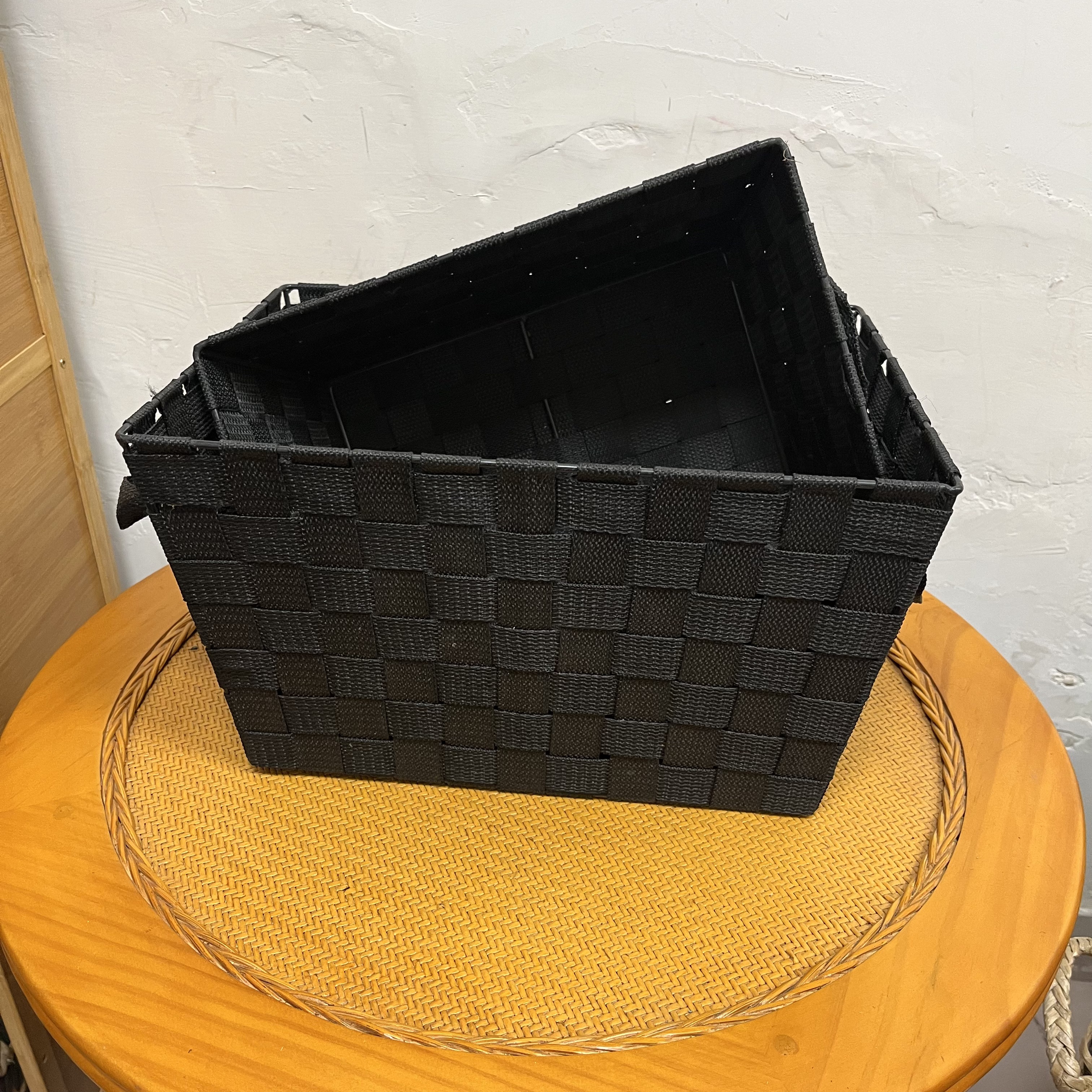 1700号冰丝带编制收纳筐二件套大号35*25*20（有瑕疵介意勿拍）