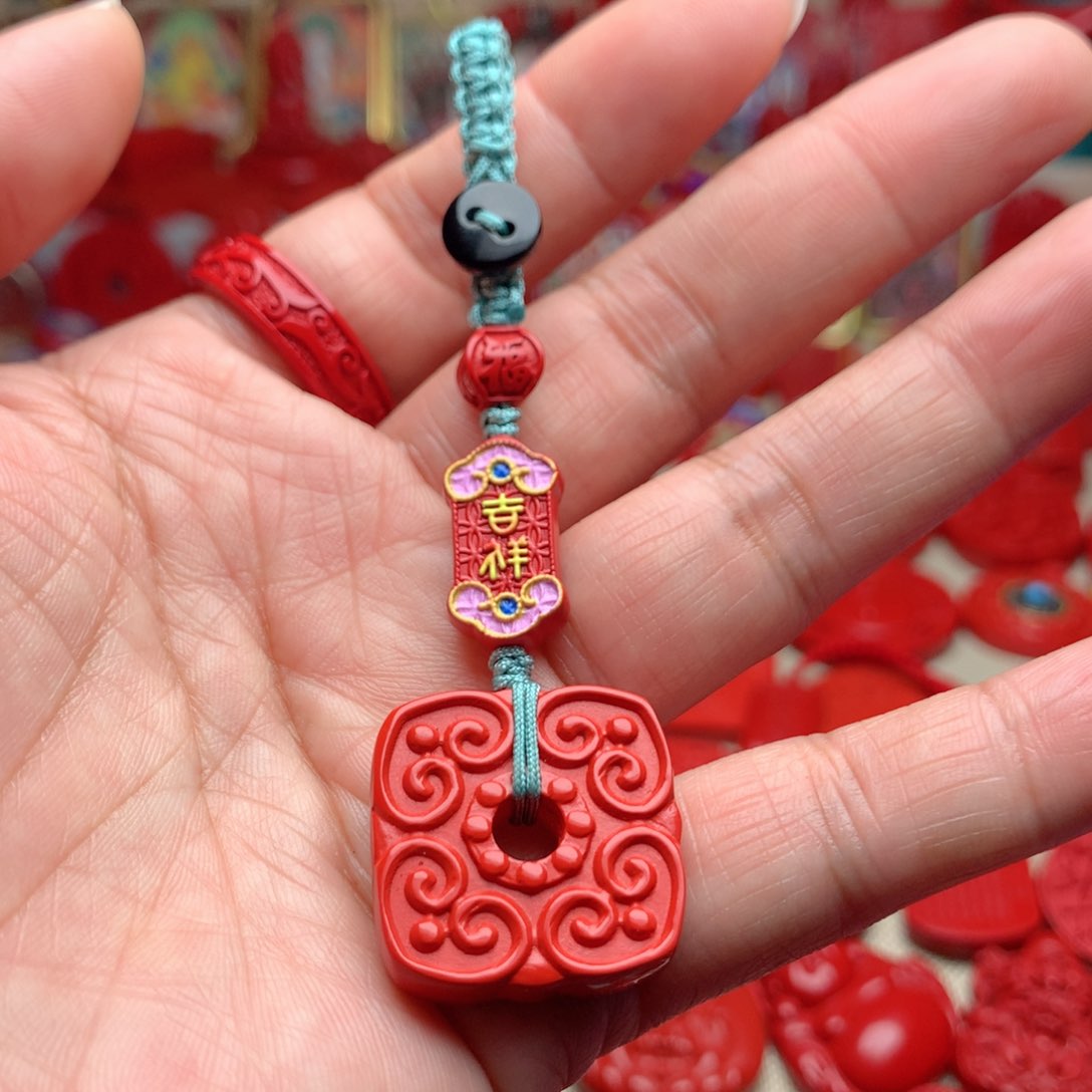 天然辰砂工艺品朱砂钥匙扣