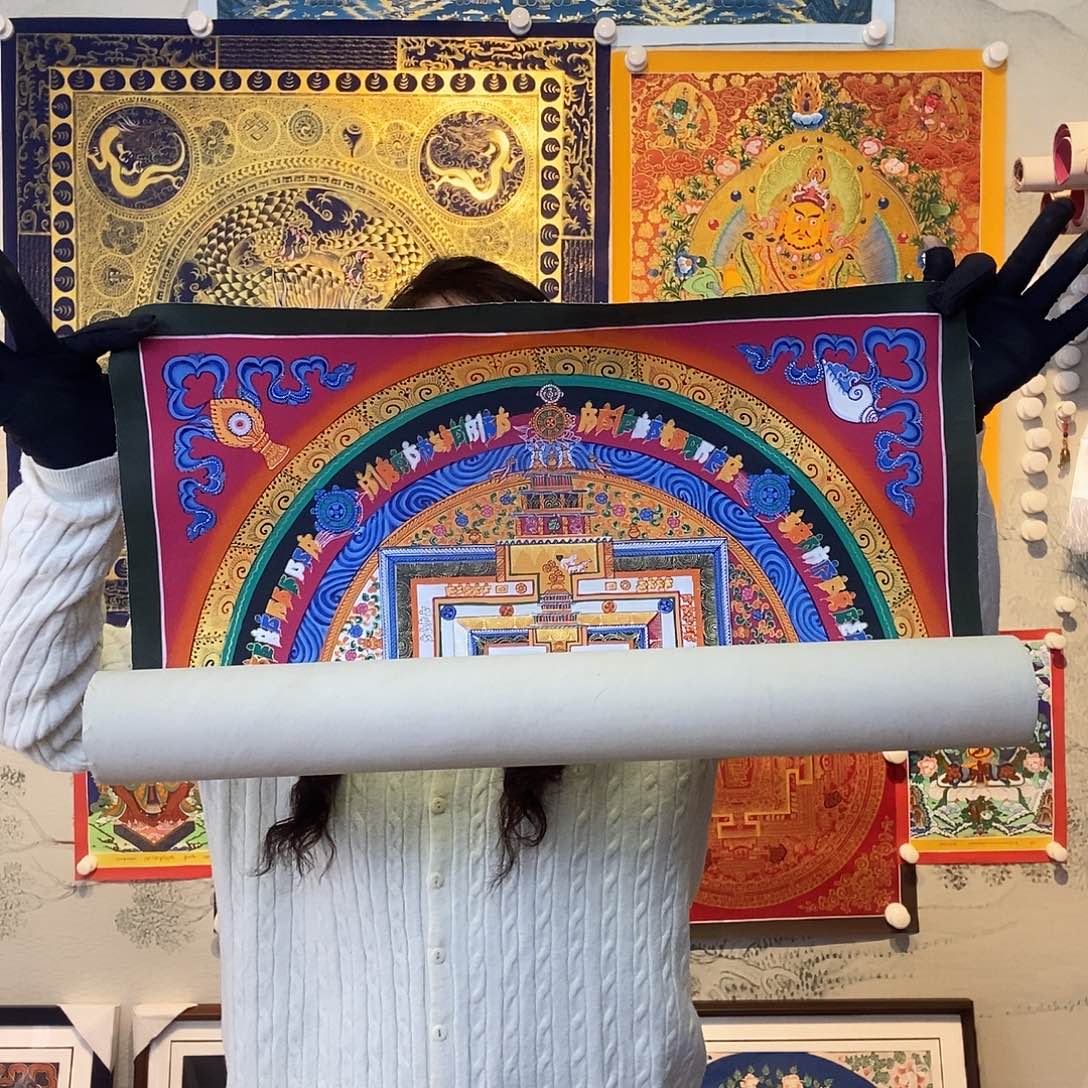 卷轴画纯手绘坛城唐卡50厘米左右
