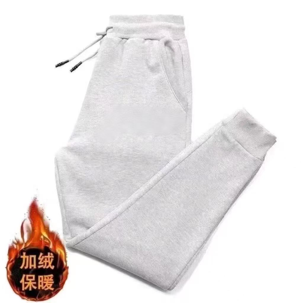 冬季加绒加厚卫裤束脚针织长裤男女同款运动情侣休闲抽绳收口卫裤