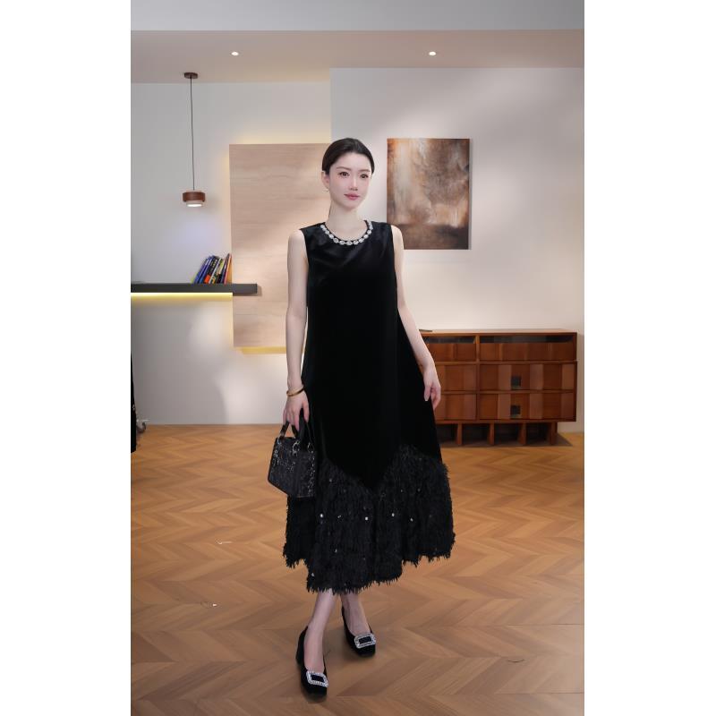 【WW】新款复古时尚百搭无袖连衣裙 H-1368