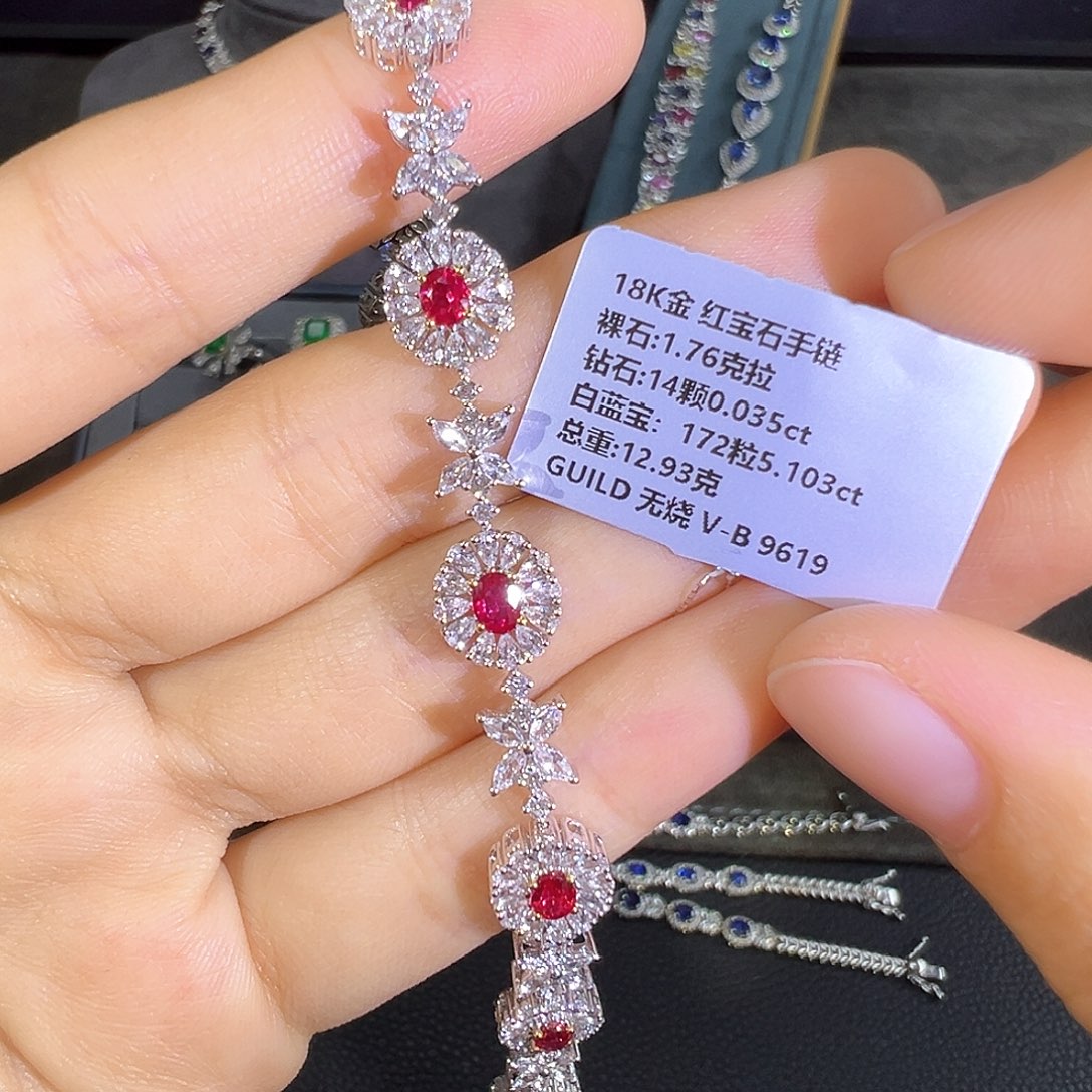 红宝石手链18K金镶嵌