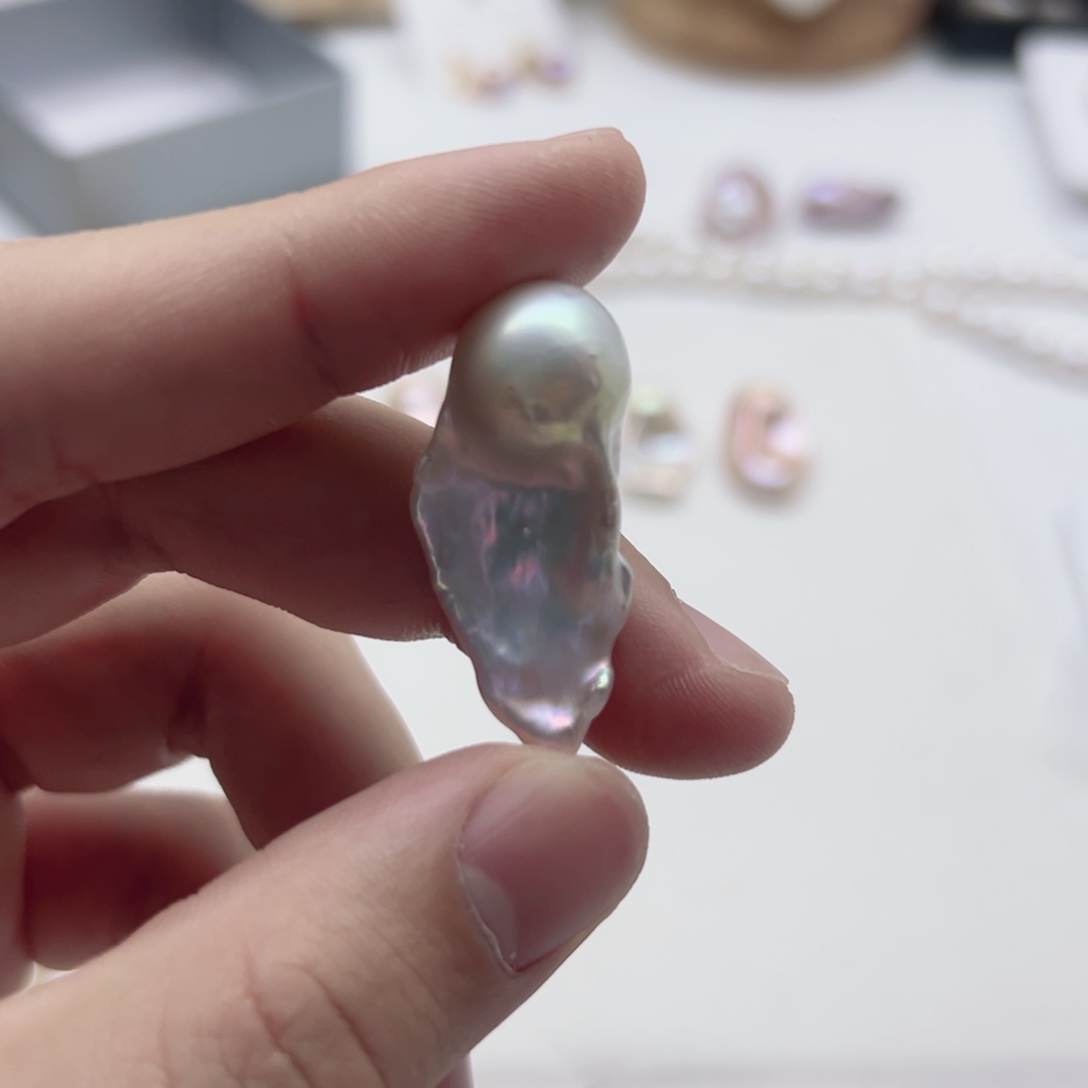 银S925镶嵌淡水珍珠天然淡水珍珠?*丽