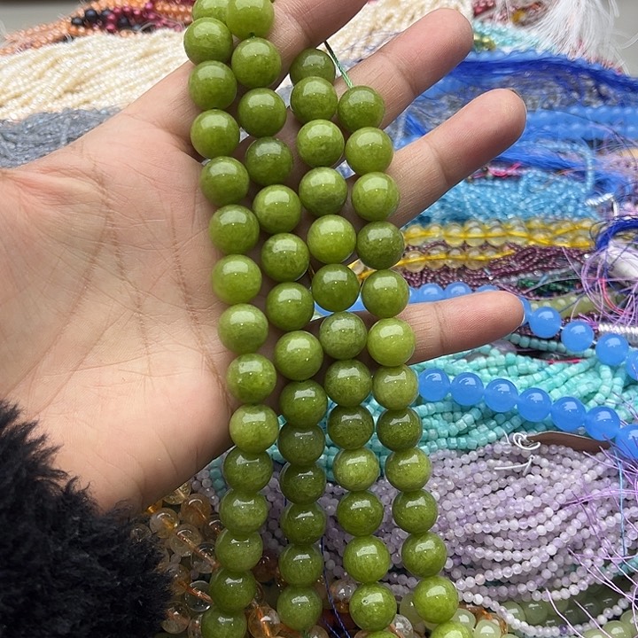 玛瑙/玉髓珠宝半成品未镶嵌一条12mm橄榄石