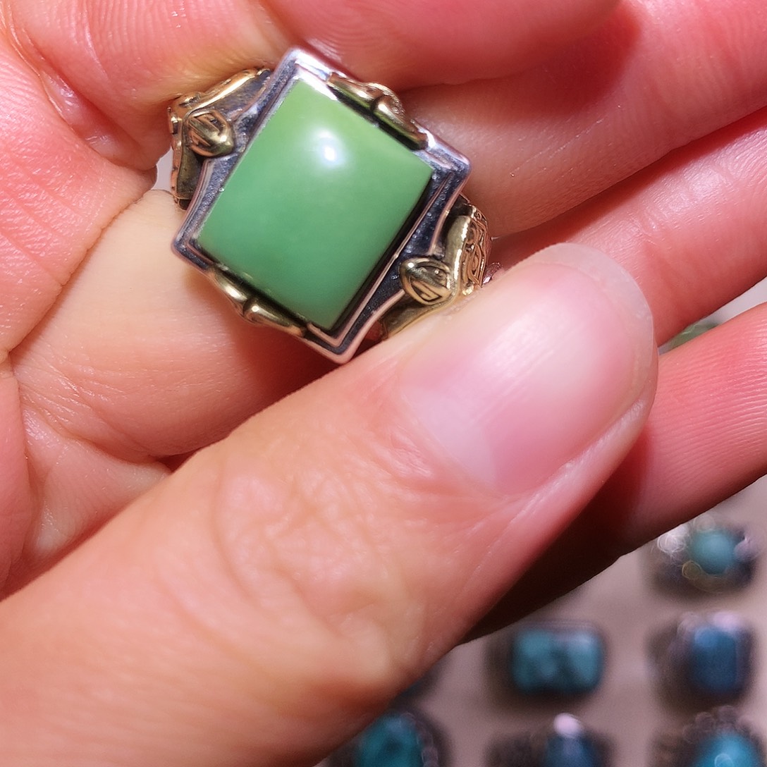 绿松石银S925镶嵌戒指