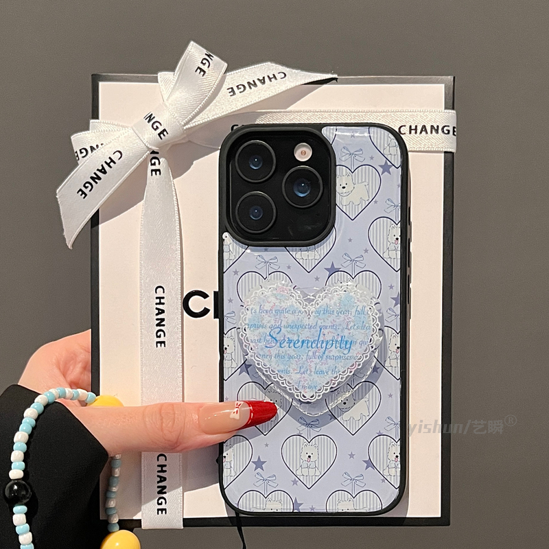 原创可爱蓝色爱心西高地适用苹果16ProMax带AI拍照按键15pm保护套