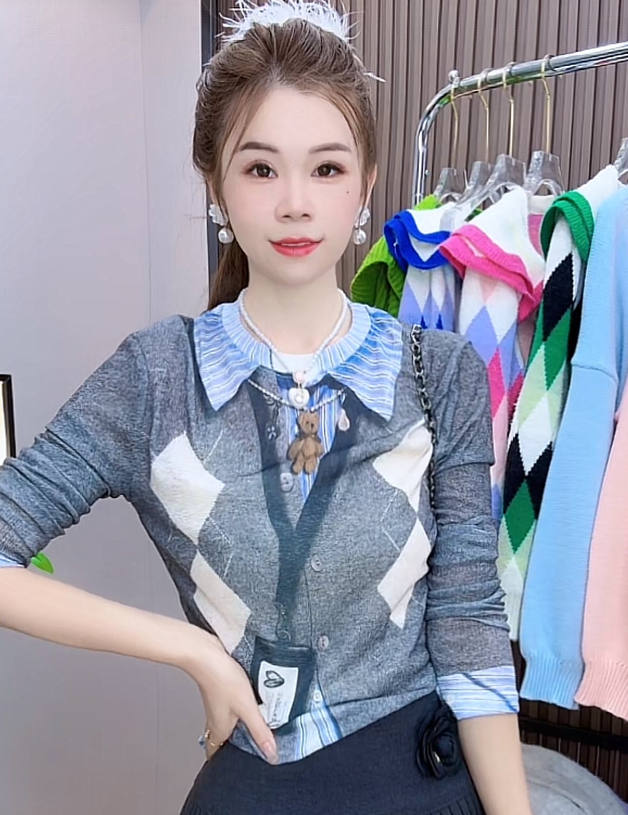 766#秋款设计款长袖修身
