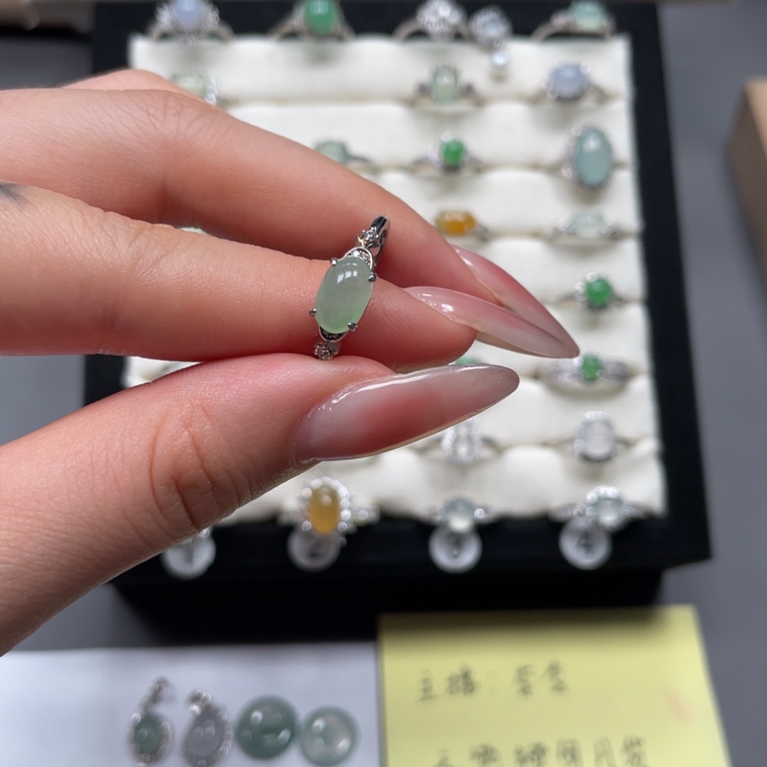 翡翠银S925镶嵌戒指1110207