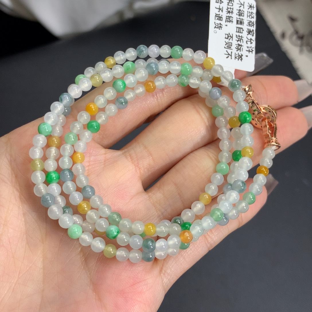 翡翠手链未镶嵌卡3.7冰胶多宝小米项链
