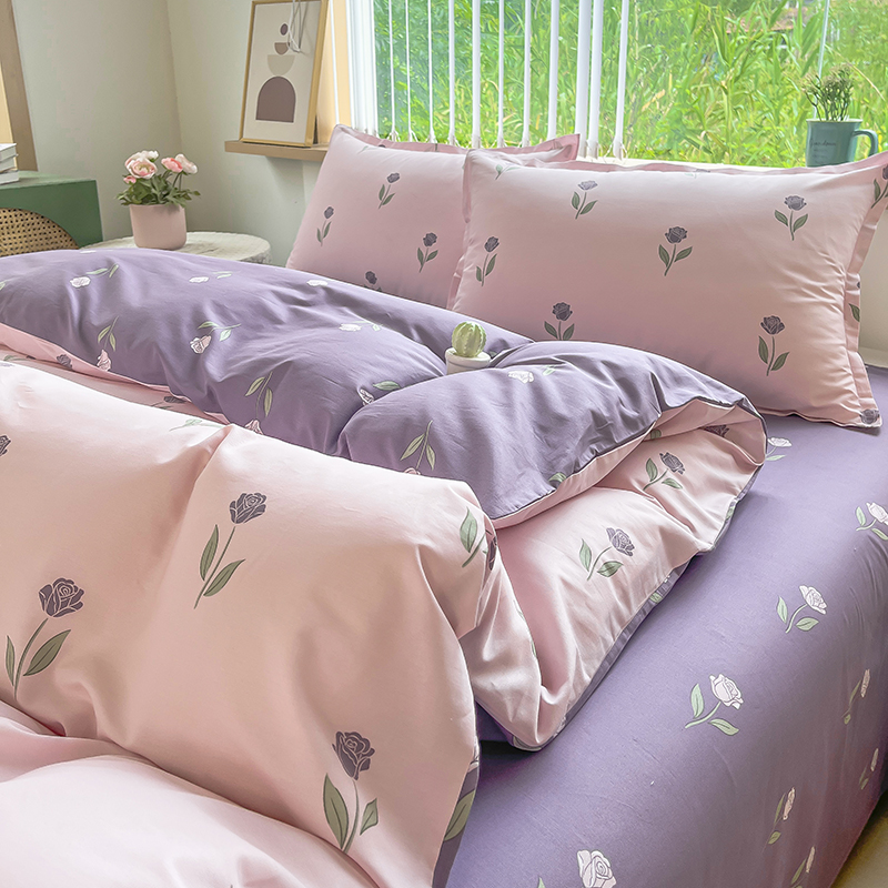 纯棉四件套100%全棉斜纹双人床单三件套学生宿舍150x180x200x230