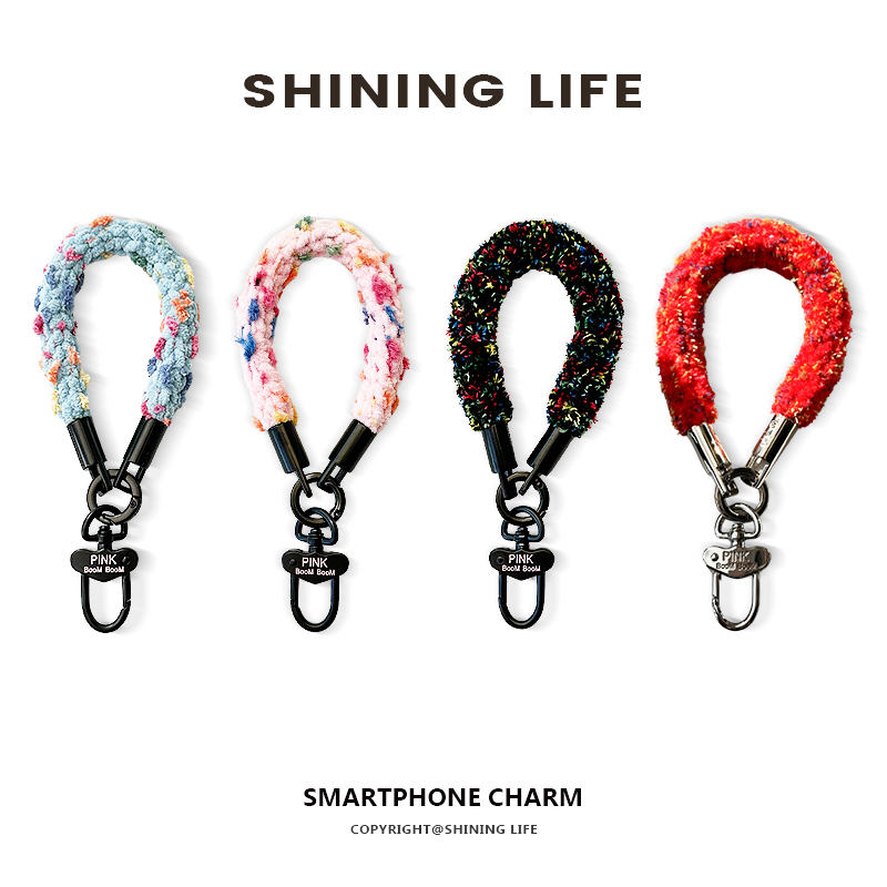 SHINING LIFExPinKBooM原创秋冬钥匙扣手机挂绳创意毛绒链条韩国