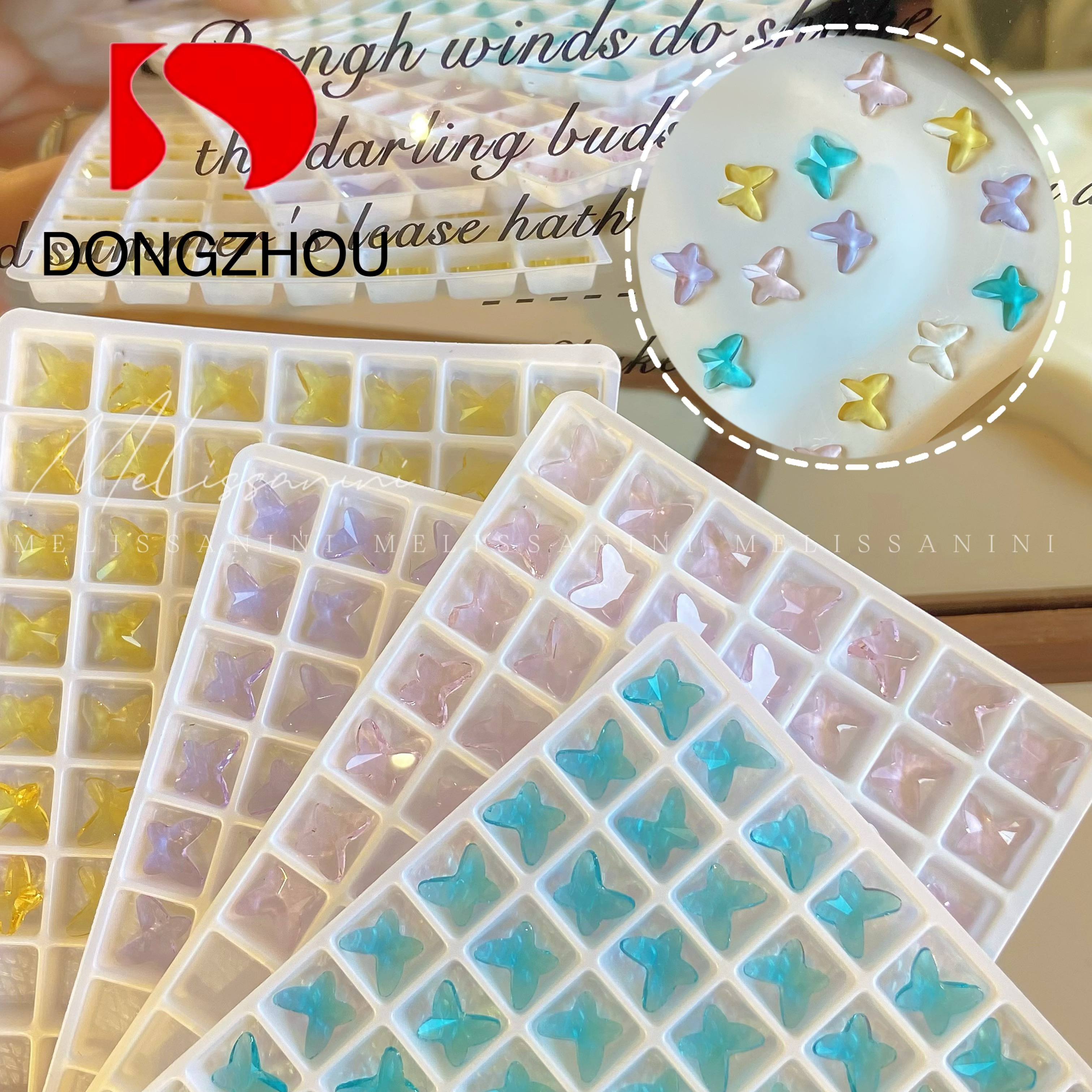 东洲【7*8透底平底蝴蝶】高透夏日平底蝴蝶美甲饰品 高品质指甲钻