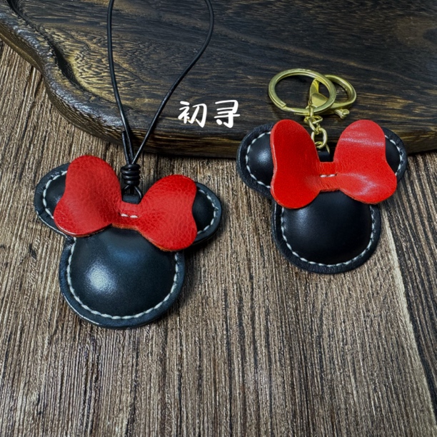 头层牛皮【米奇头】精致包挂件背包小挂饰真皮饰手工包宠钥匙扣挂件