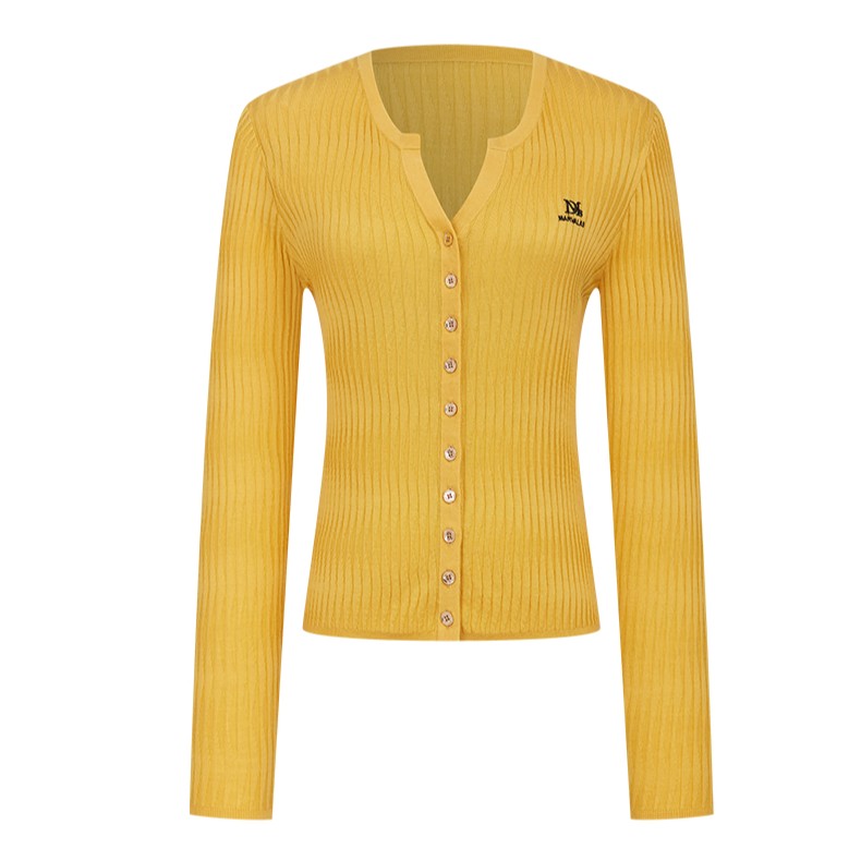 【粉丝专属】曼德诗纯色毛织开衫莱赛尔天丝针织上衣