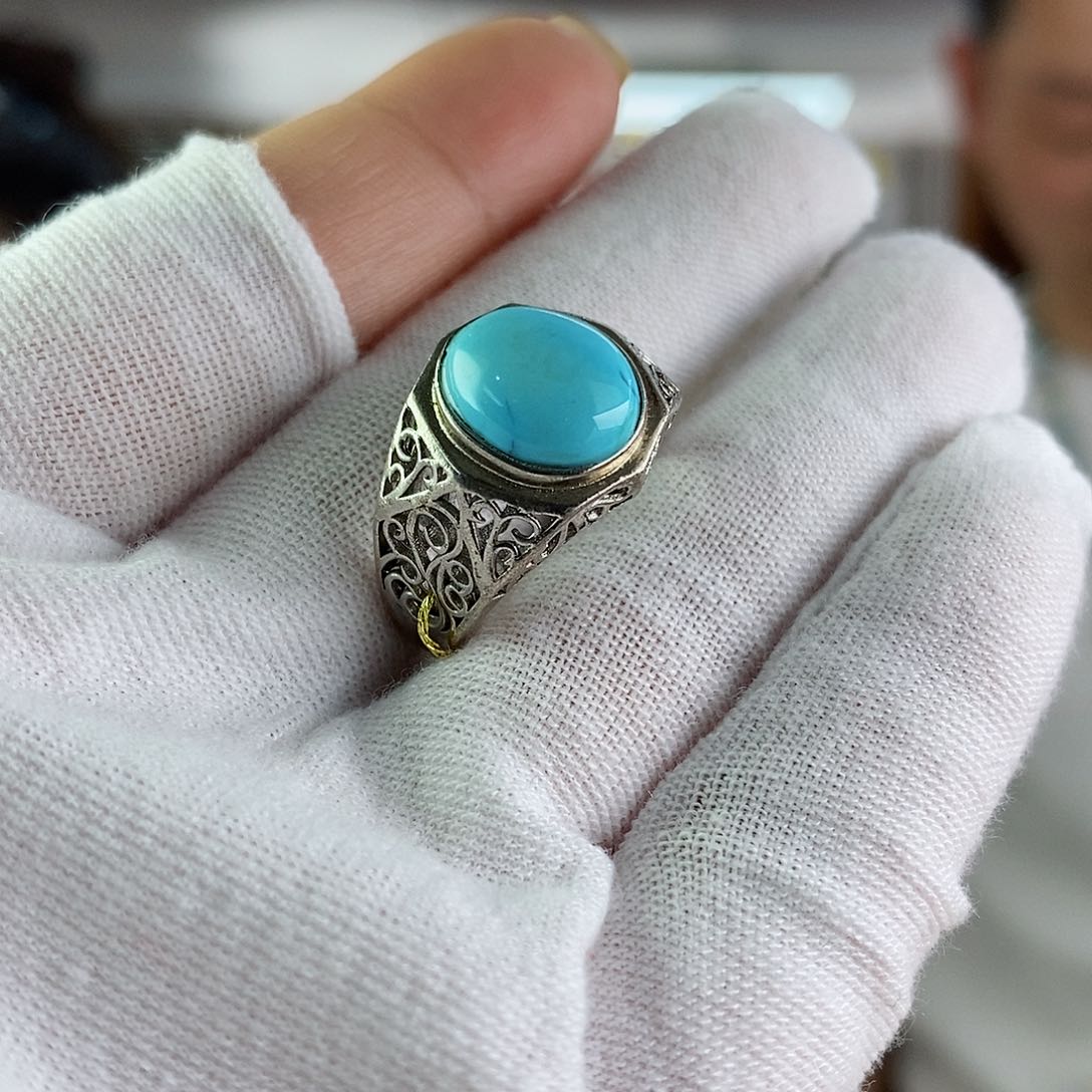 绿松石珠宝奇石银S925镶嵌