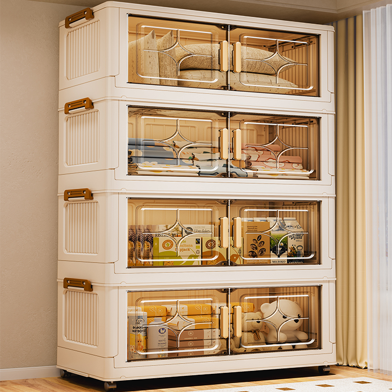 家用可折叠衣柜收纳柜卧室大容量衣服收纳箱多层带轮储物柜整理箱