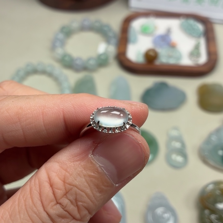 翡翠18K金镶嵌挂件天然翡翠