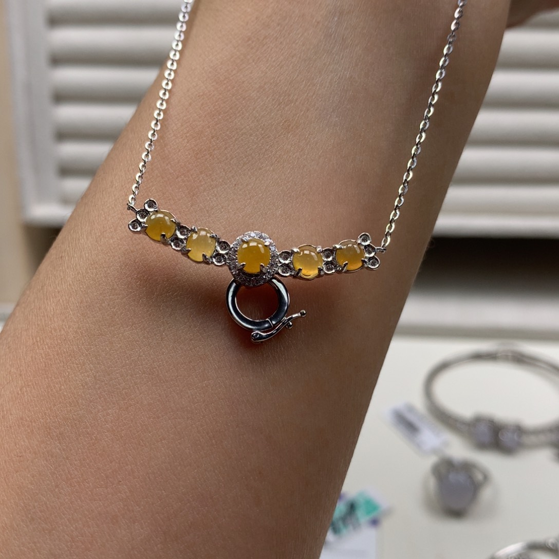 翡翠银S925镶嵌颈饰项链