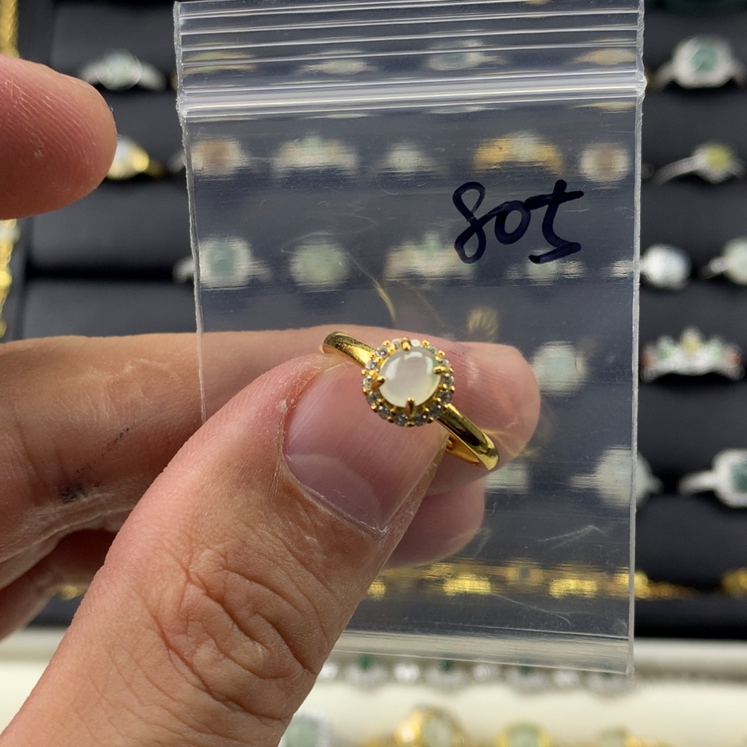 翡翠银S925镶嵌戒指805