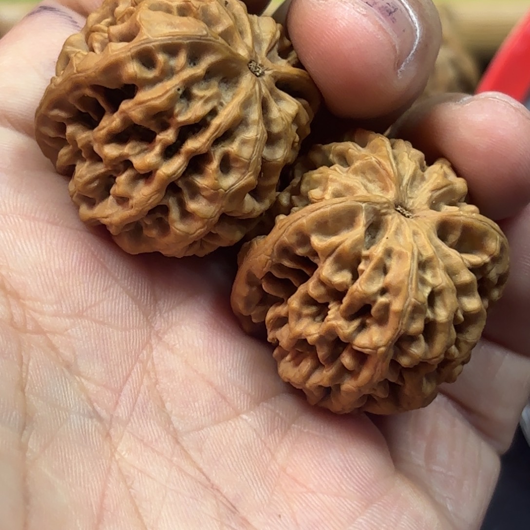 鸿***头吊坠文玩核桃秦闷34有个虫眼