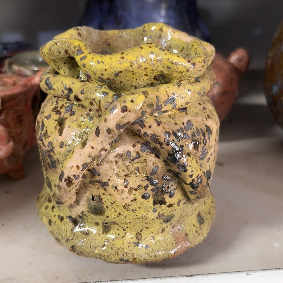 泥塑古镇炻陶花盆