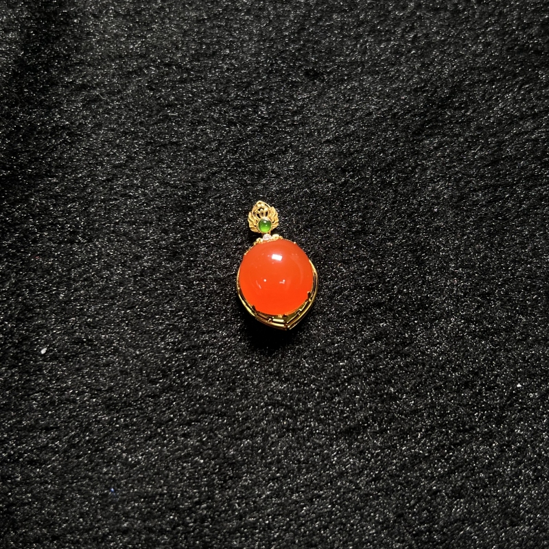 景景严选~18K冰红蛋面吊坠约12*12mm