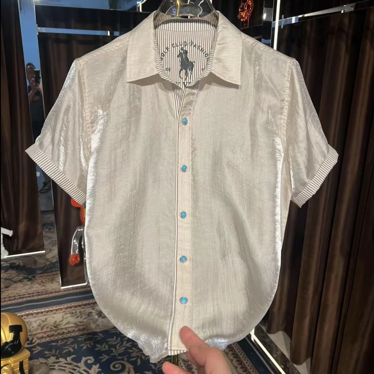 欧货高奢定制老钱风商务休闲男士夏季时尚短袖衬衫