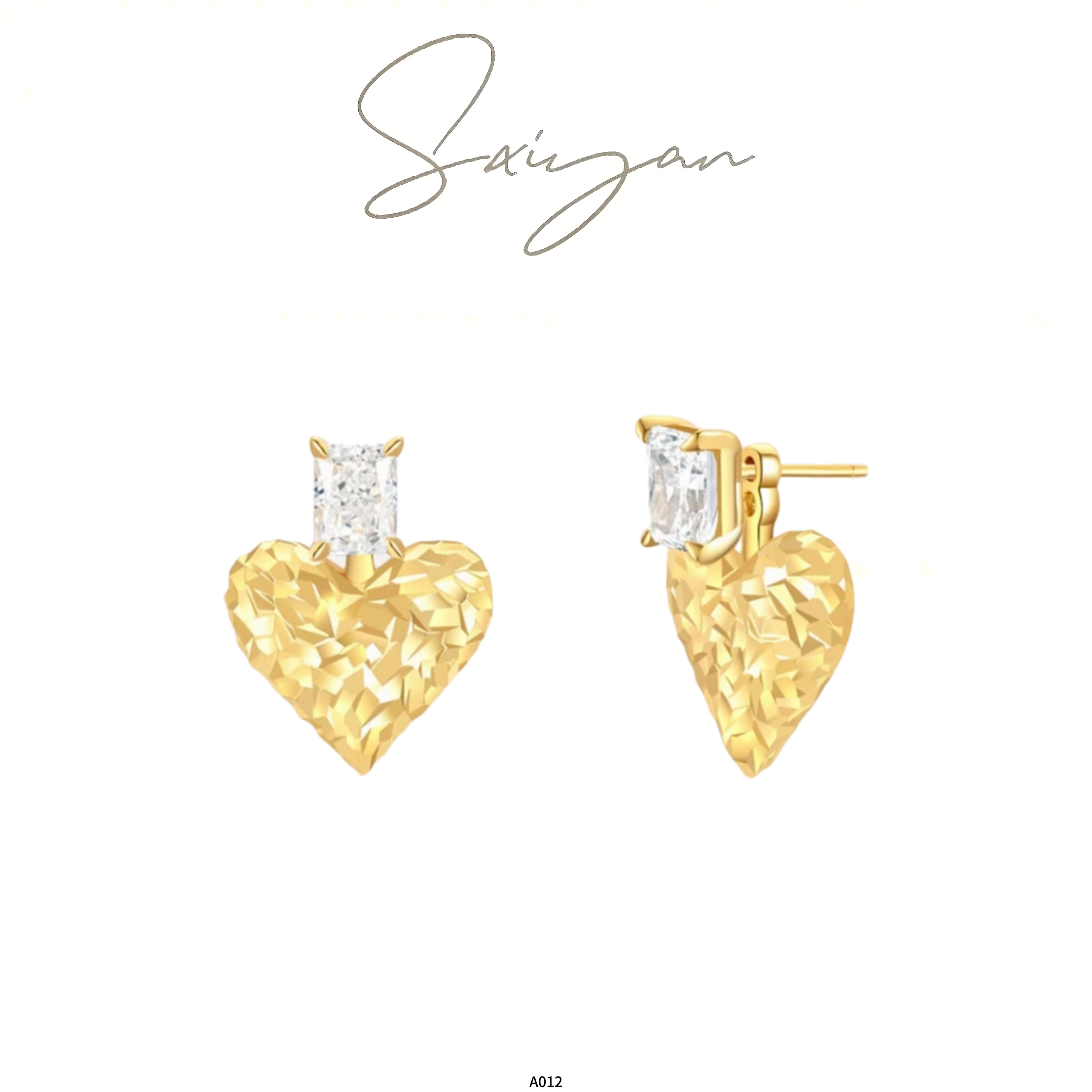 925银耳饰 S.xiyan【爱心献礼】轻奢百搭高级冰花爱心耳环A012