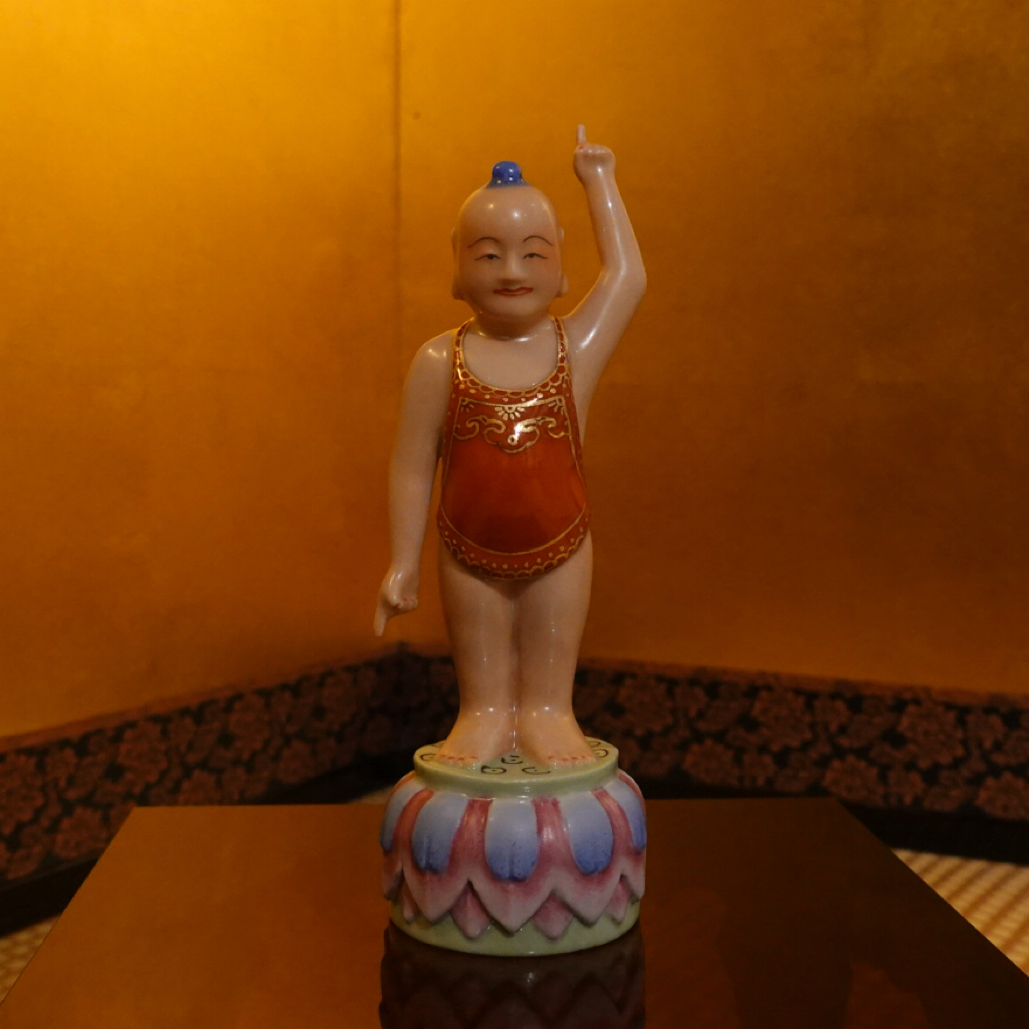 陶瓷彩绘小太子造像17cm