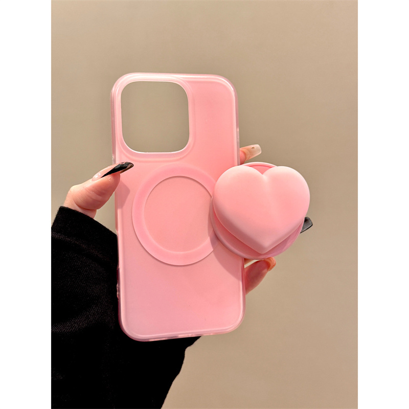 适用苹果iphone16/17promax爱心少女15pro磁吸14支架13创意手机壳
