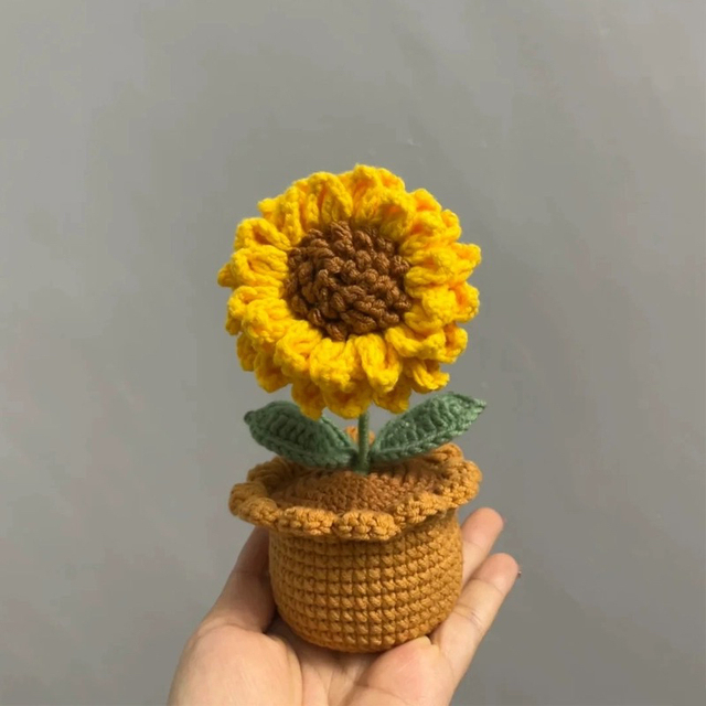 向日葵钩针编织材料包花束diy手工礼物钩织花篮手作毛线解闷盆栽