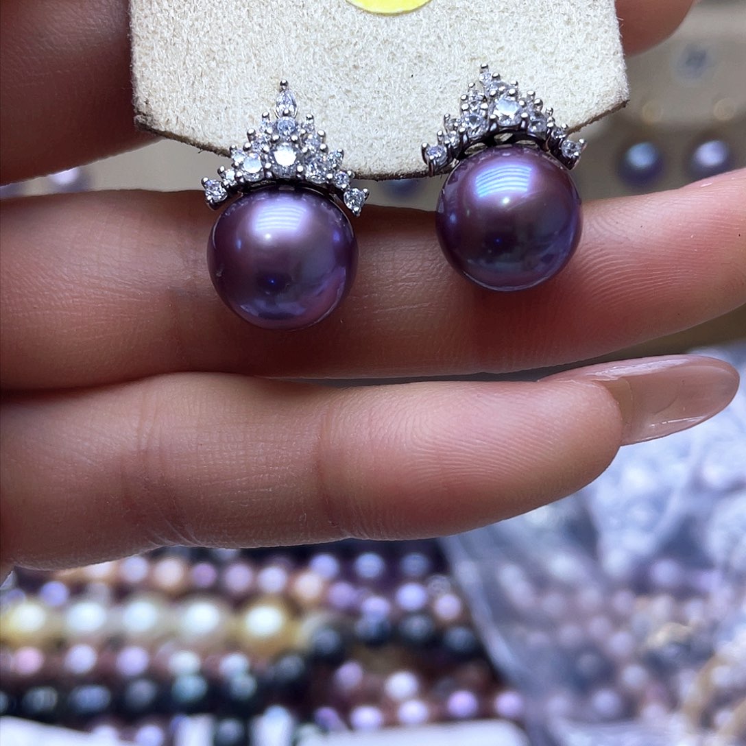 淡水珍珠耳饰银S925镶嵌