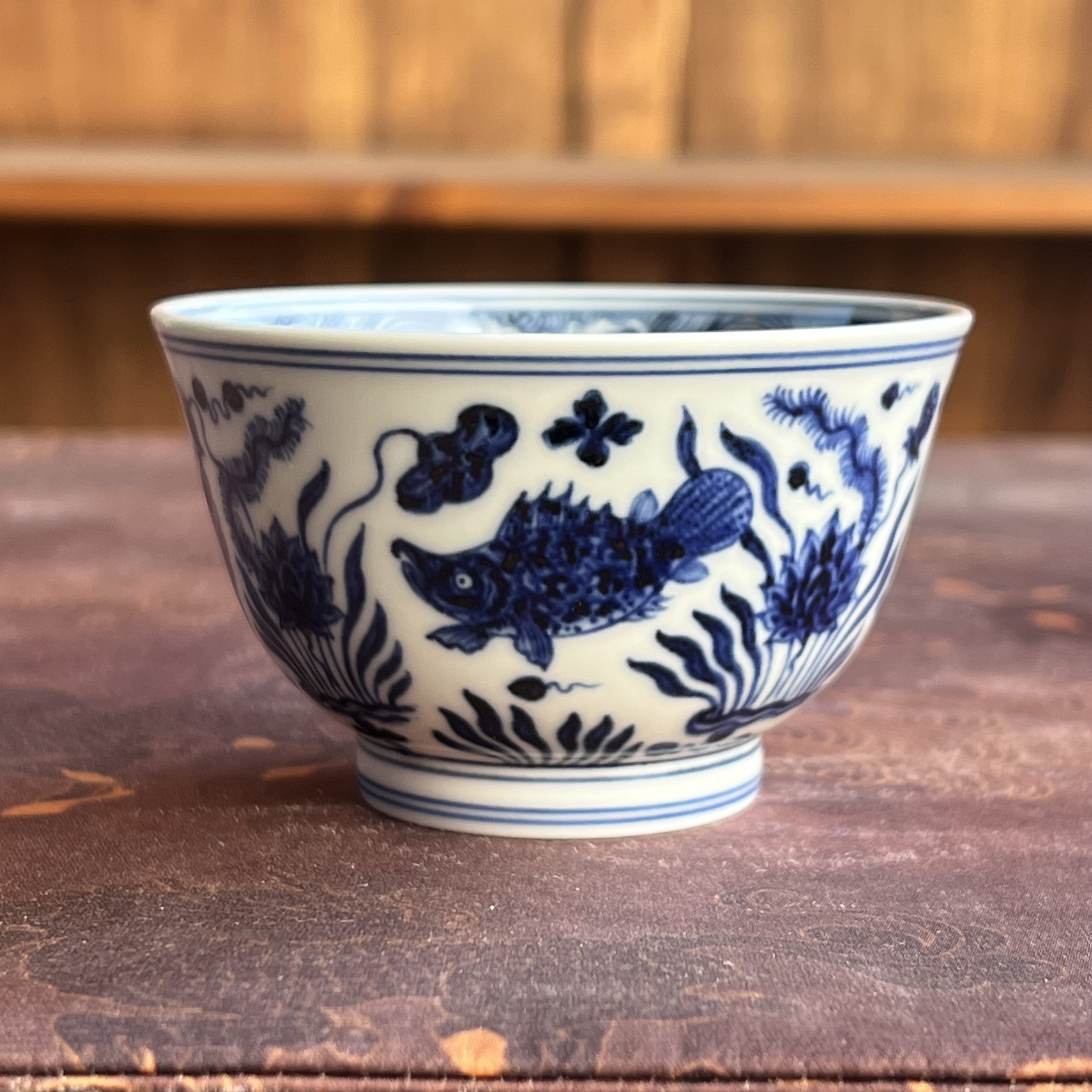 舜瓷天工一品鱼藻手绘主人杯