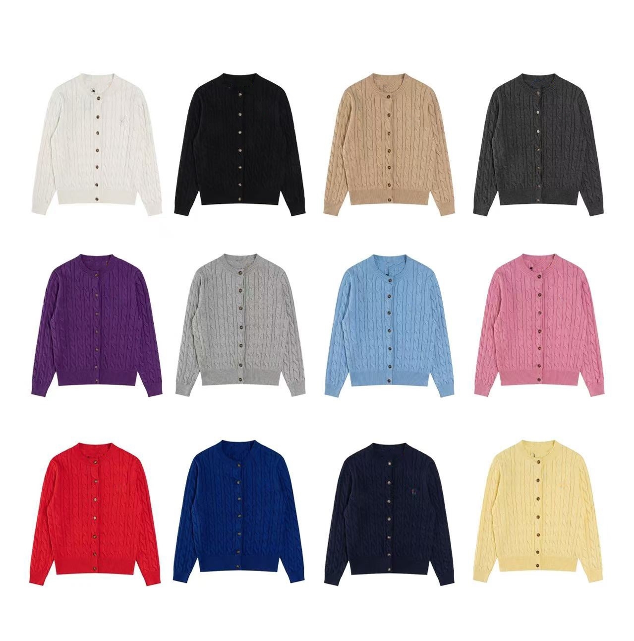 【福利款】秋冬季欧美风针织衫圆领上衣螺纹绞花开衫毛衣【男女同款】