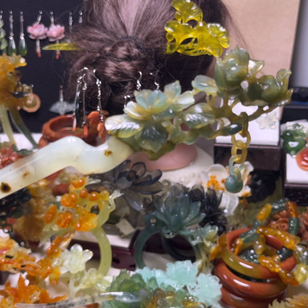 【闪购商品】合金蛇纹石玉发饰